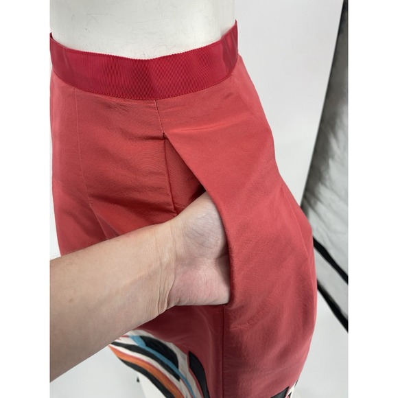 Oscar de La‎ Renta Skirt Embroidered Silk Geometric Coral Size 6 Small A Line - Picture 5 of 9